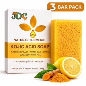 3 Bars Natural Turmeric & Kojic Acid Soap | Brightening | Vitamin C + E Vegan